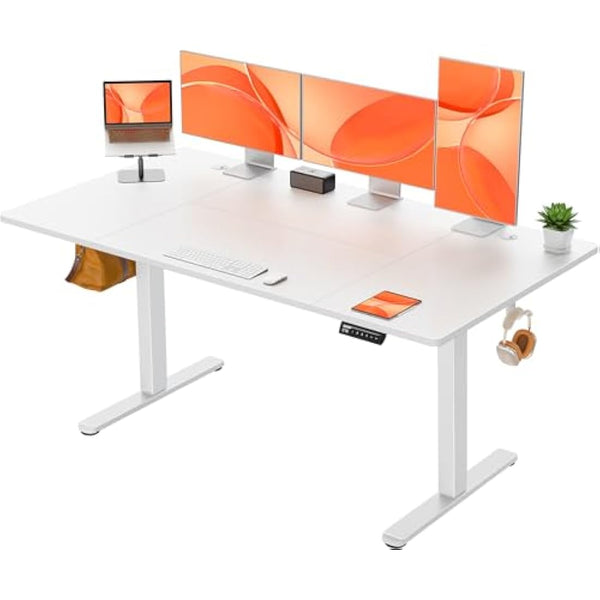 ErGear Electric Standing Desk Height Adjustable 160 x 80cm, Sit Stand Desk with 4 Memory Smart Pannel, Home Office Desk with Splice Board
