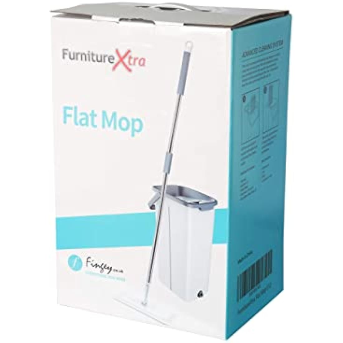FurnitureXtra Mop and Bucket Set. Microfibre Flat Mop for Wet & Dry with Stainless Steel Handle, Twin Chamber Bucket Suitable for All Floor