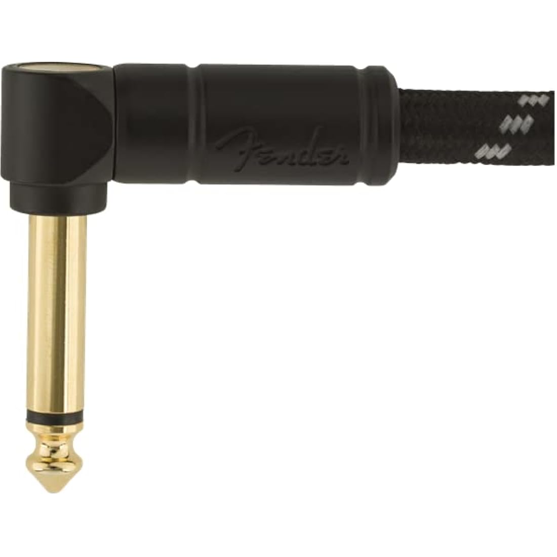 Fender Deluxe Series Instrument Cable 10ft,3m, Braided Shielding and 24K Gold Plated Connectors for Lossless, Pure Sound, Straight,Angled Jack, Black Tweed