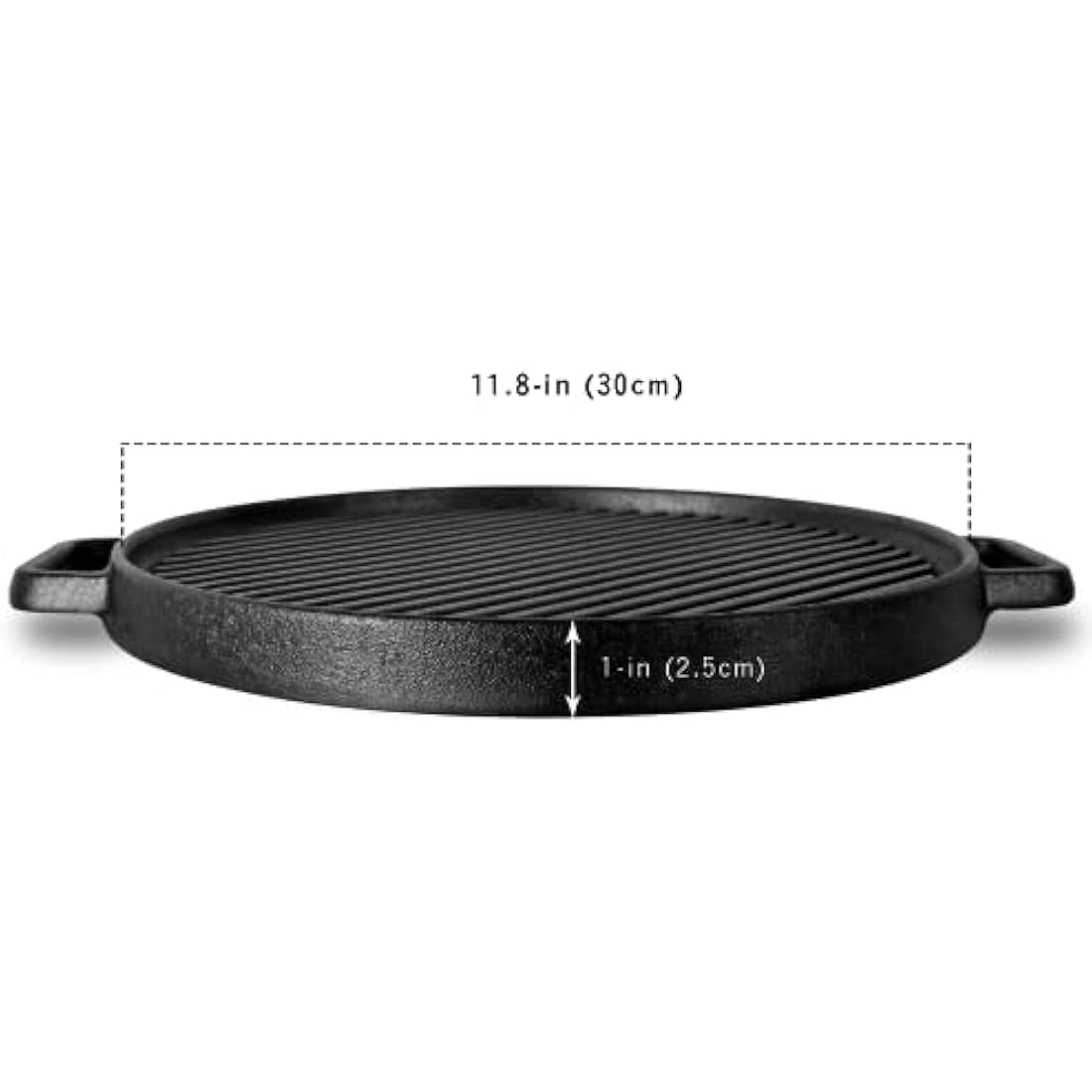 Double Sided Cast Iron Griddle Pan for BBQ - 30 cm