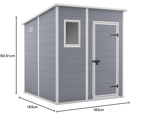 Keter Manor Pent Garden Storage Shed 6 x 6 feet - Grey, 200.6 cm*183.5 cm*183.0 cm