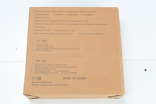 Kegii Telescopic Shower Caddy Corner - Stainless Steel Shower Shelf No Drilling Bathroom Caddy with Soap Holder and Hooks(White), On The Bath or Stand Up Shower