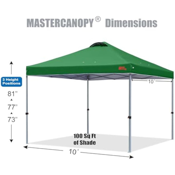 MASTERCANOPY Durable Ez Pop-up Gazebo Tent with Roller Bag (3x3M,Forest Green)
