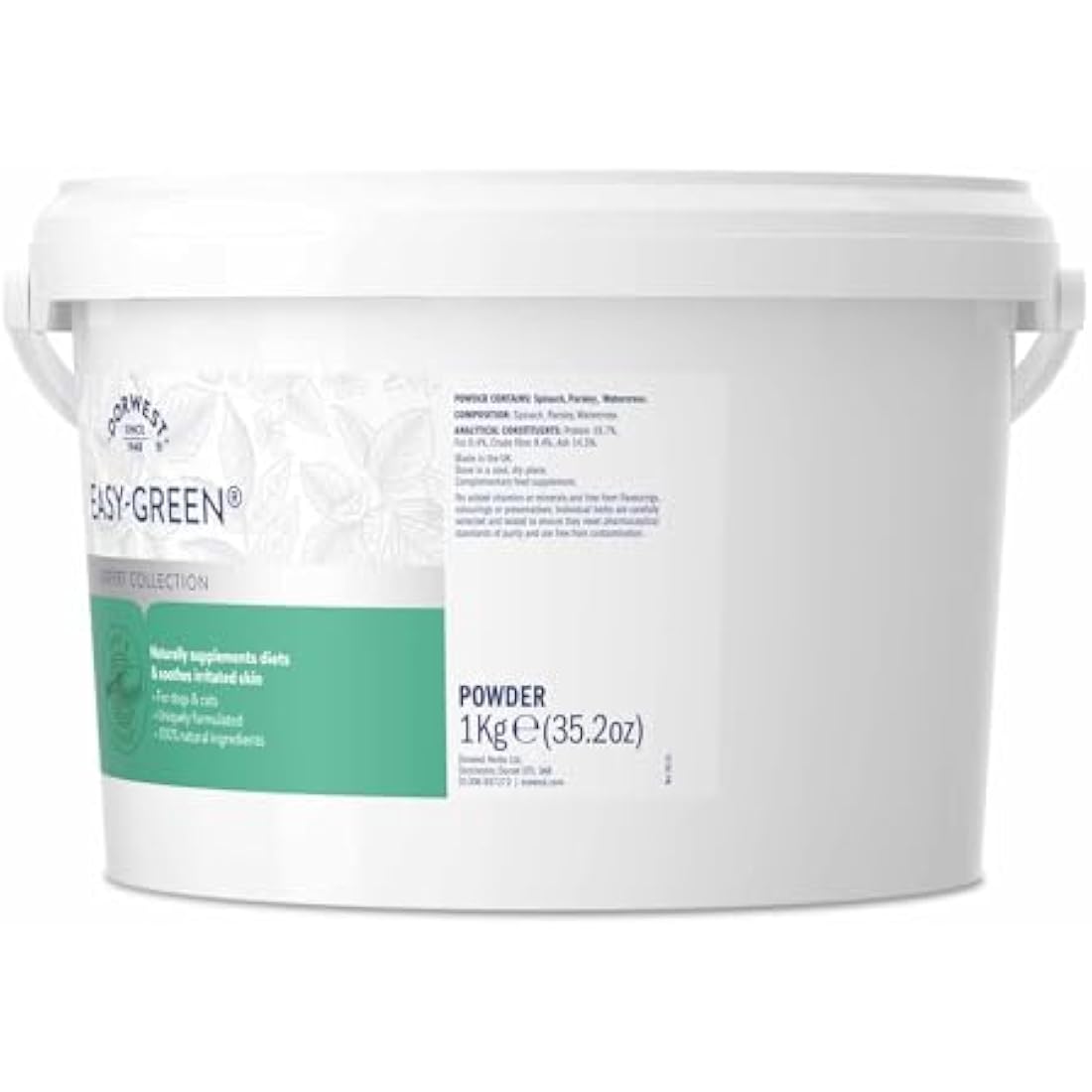 Dorwest Herbs Easy-Green Powder 1kg, Super Green Raw Diet Supplement for Dogs, Itch Relief for Dogs and Cats – Natural Supplement for Cats and Dogs with Allergies, (14DOR028)