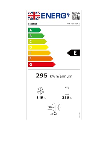 Hisense RF632N4WIE 70cm Freestanding French Door Fridge Freezer Metallic with Water Dispenser & Metal cooling 70 × 200 × 69.4 cm (W×H×D)