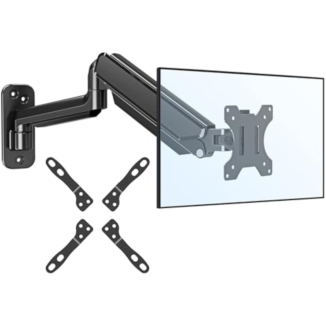 ELIVED Monitor Wall Mount for Most Max 35 inch Screens, Gas Spring Single Monitor Arm with VESA Extension Kit for VESA 75x75, 100x100, 100x200, 200x100, 200x200, Support 3-12KG Display EV6023
