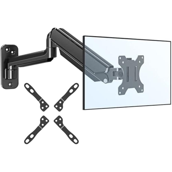 ELIVED Monitor Wall Mount for Most Max 35 inch Screens, Gas Spring Single Monitor Arm with VESA Extension Kit for VESA 75x75, 100x100, 100x200, 200x100, 200x200, Support 3-12KG Display EV6023