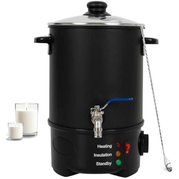 6L Wax Melter for Candle Making, Electric Wax Melting Container with Heat Resistant Handle & Stainless Spout & Temperature Controller for Soy Wax Soap Base Candle Making Supplies for Home - UK Plug