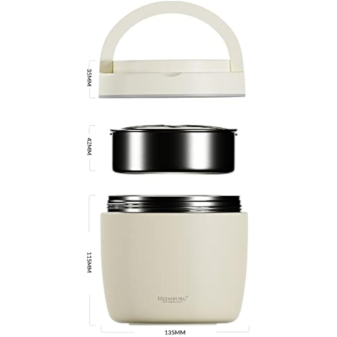 Heemburg Thermal Food Flask Jar Lunch Box Stainless Steel Insulated Double Wall Thermo Container for Meals, Soup or Fruit, for Office and Outdoors