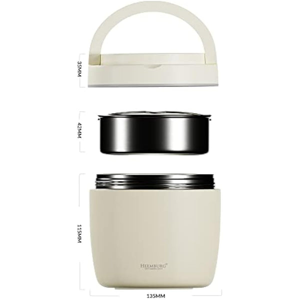 Heemburg Thermal Food Flask Jar Lunch Box Stainless Steel Insulated Double Wall Thermo Container for Meals, Soup or Fruit, for Office and Outdoors