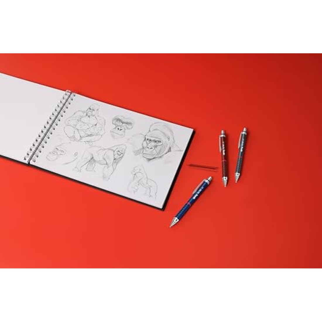 rOtring Tikky Retro Mechanical Pencils | 2B 0.7 mm | Red Barrels | with Comfort Rippled Grip | 12 Count