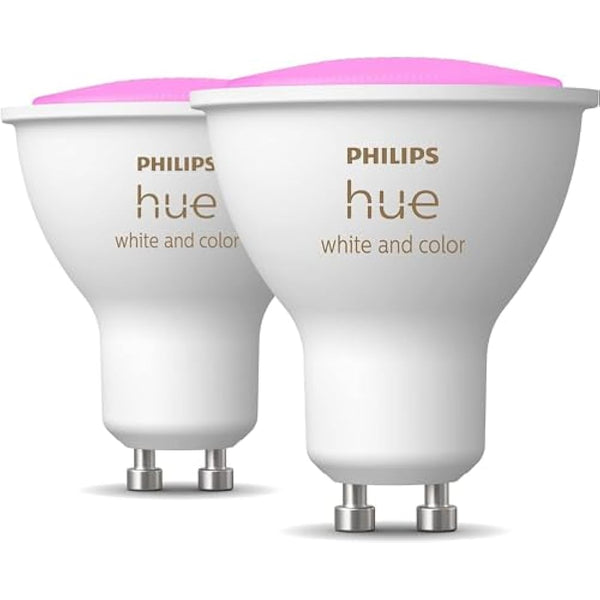 Philips Hue White and Colour Ambiance Smart Light 2 Pack [GU10 Spot] with Bluetooth. Works with Alexa, Google Assistant and Apple Homekit