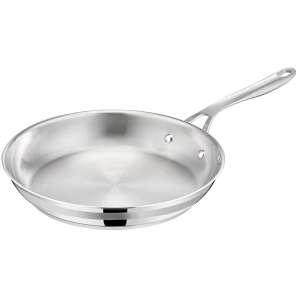 Jamie Oliver by Tefal Cook Smart 24cm Frying Pan, Uncoated Stainless Steel, Riveted Handle, Induction Safe, Thermo-Fusion Base, 90% Recycled Steel E3110455