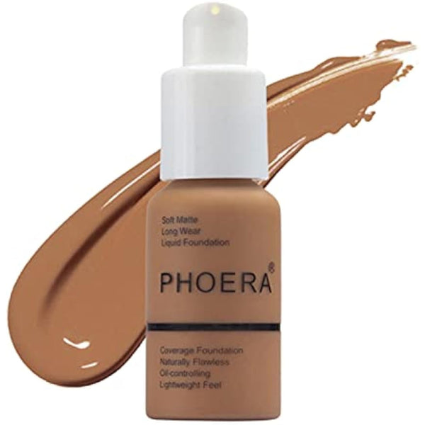Aquapurity Phoera® Full Coverage Foundation Soft Matte Oil Control Concealer 30ml Flawless Cream Smooth Long Lasting (109 MOCHA)