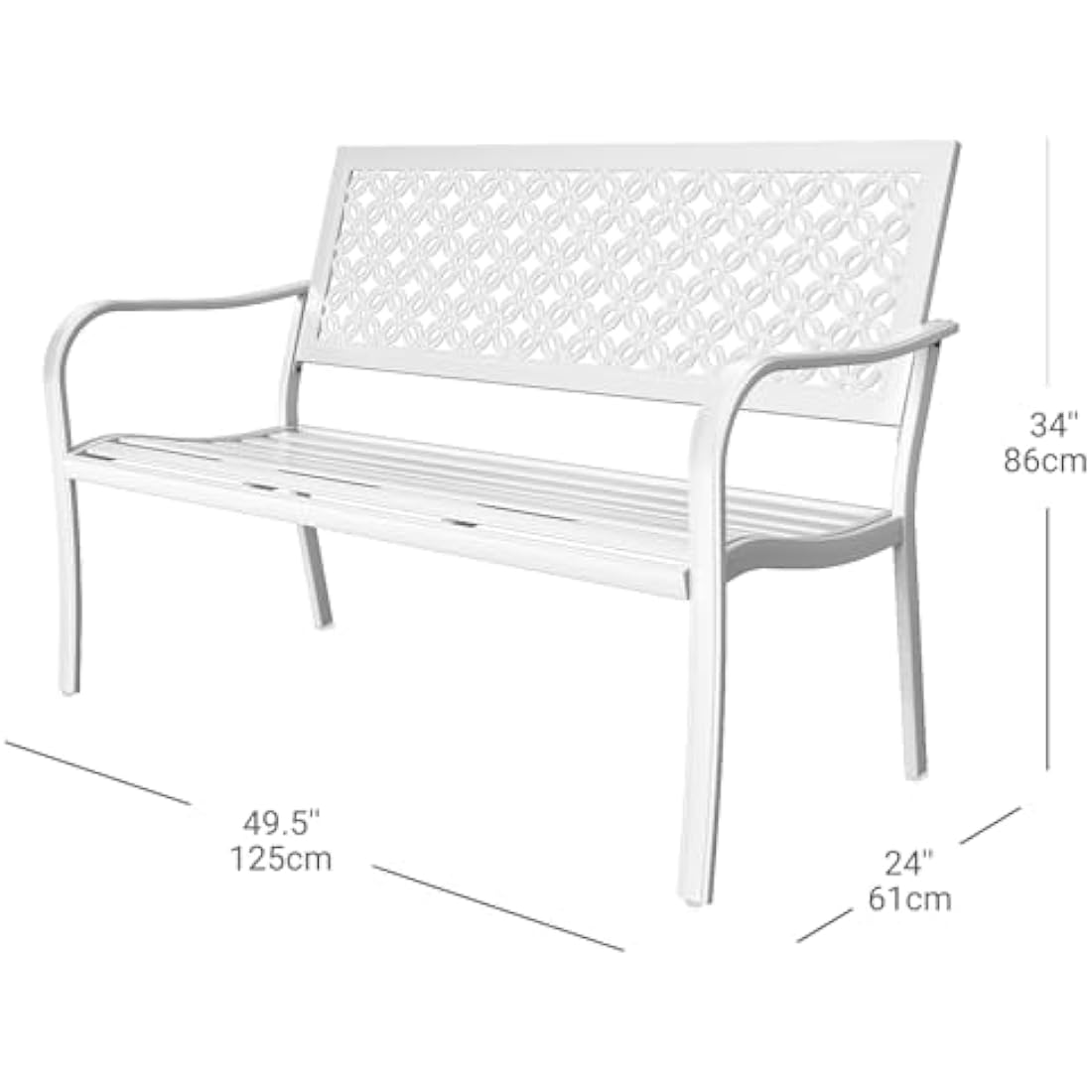Grand patio Garden Bench, Outdoor Bench with 2-3 Seater, Rust Resistant, Stamped Pattern, Choice of Colours, Suitable for Indoor, Outdoor, Patio, Park (Modern, White)