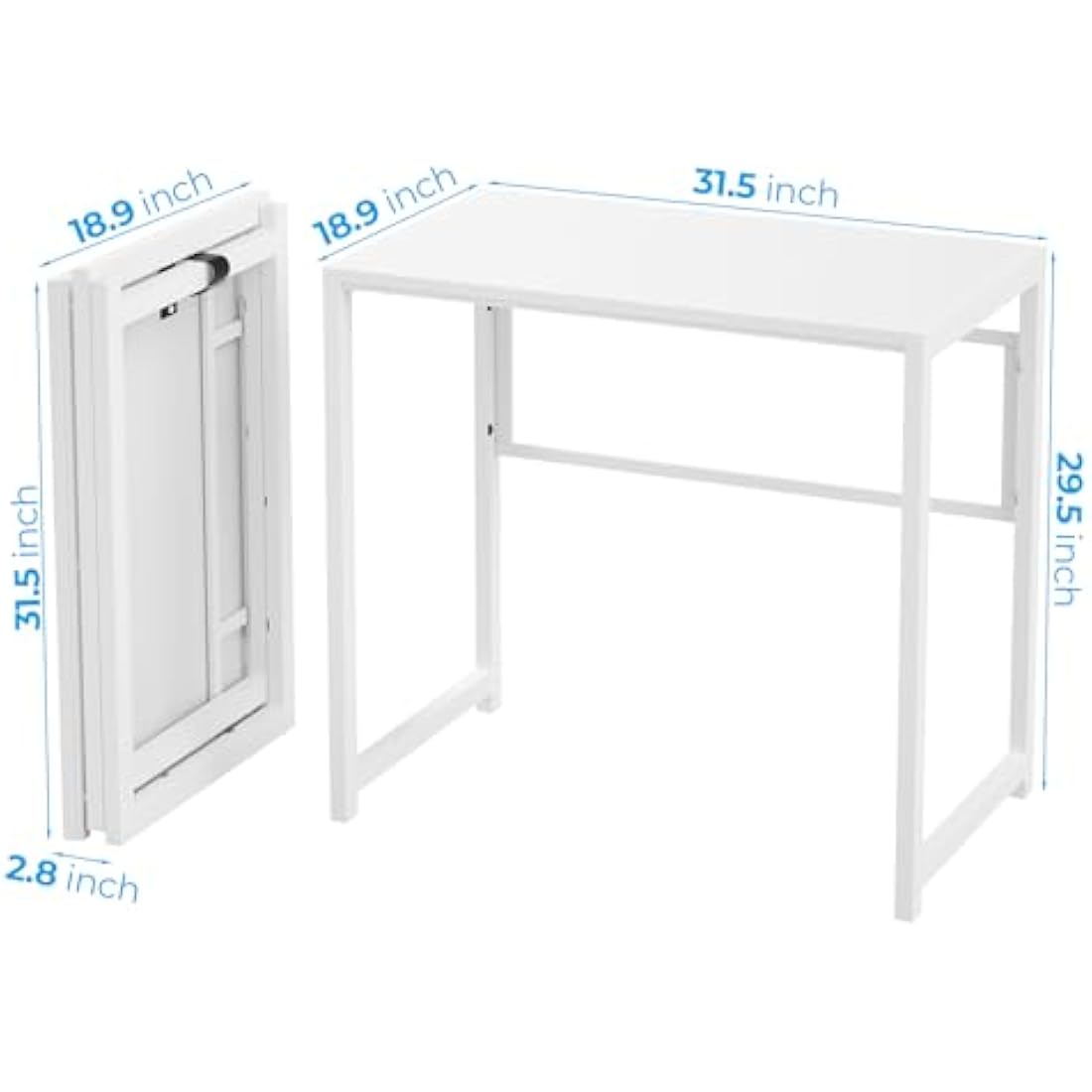 GreenForest Small Foldable Desk No Assembly,80 cm Computer Desk for Small Space,Space-Saving Home Office desk,White