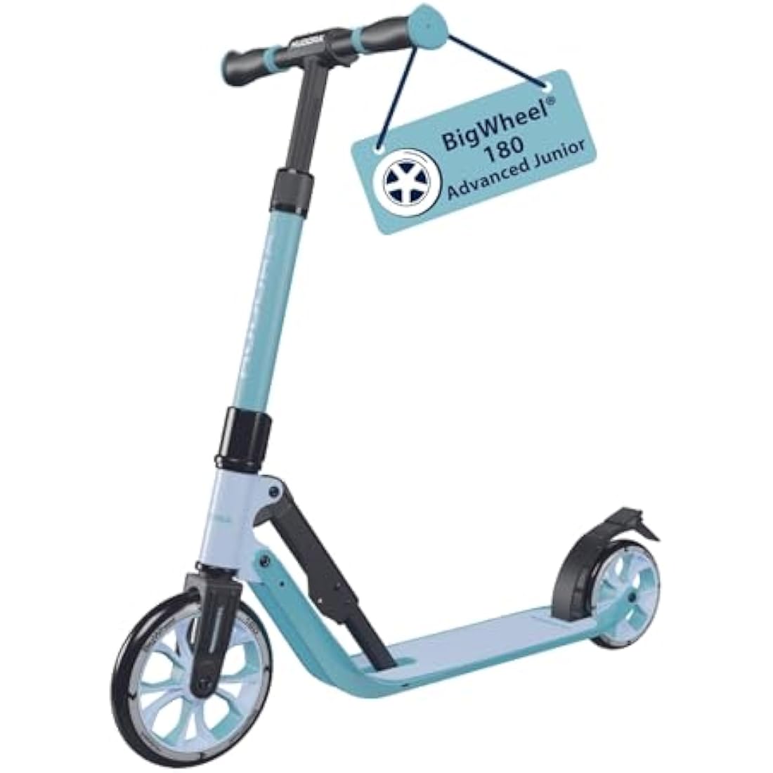 Hudora BigWheel® 180 Advanced Junior safe children's scooter from the age of 3 - Foldable an height-adjustable city scooter with reflectors - For boys & girls up to 60 kg