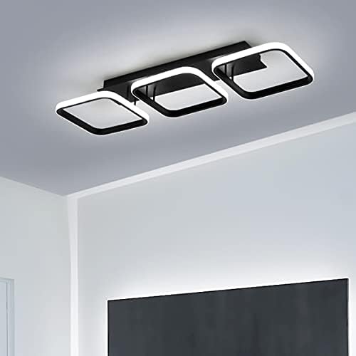EIDISUNY Ceiling Light 3 Rectangles LED Latest Personality Simple Black Modern Led Ceiling Light for Hallway Entrance Office Bedroom Kitchen Living Room Aisle 33W Cool White Light 6000K (Black)