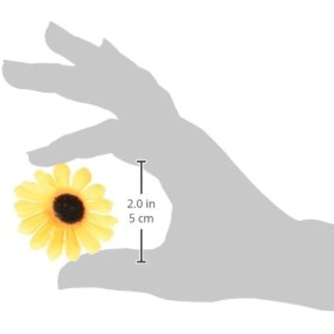 AKORD Approx 100pcs Artificial Gerbera Daisy Flowers Heads for DIY Wedding Party Sunflower, Yellow/Black, 0.38 x 0.38 x 0.2 cm