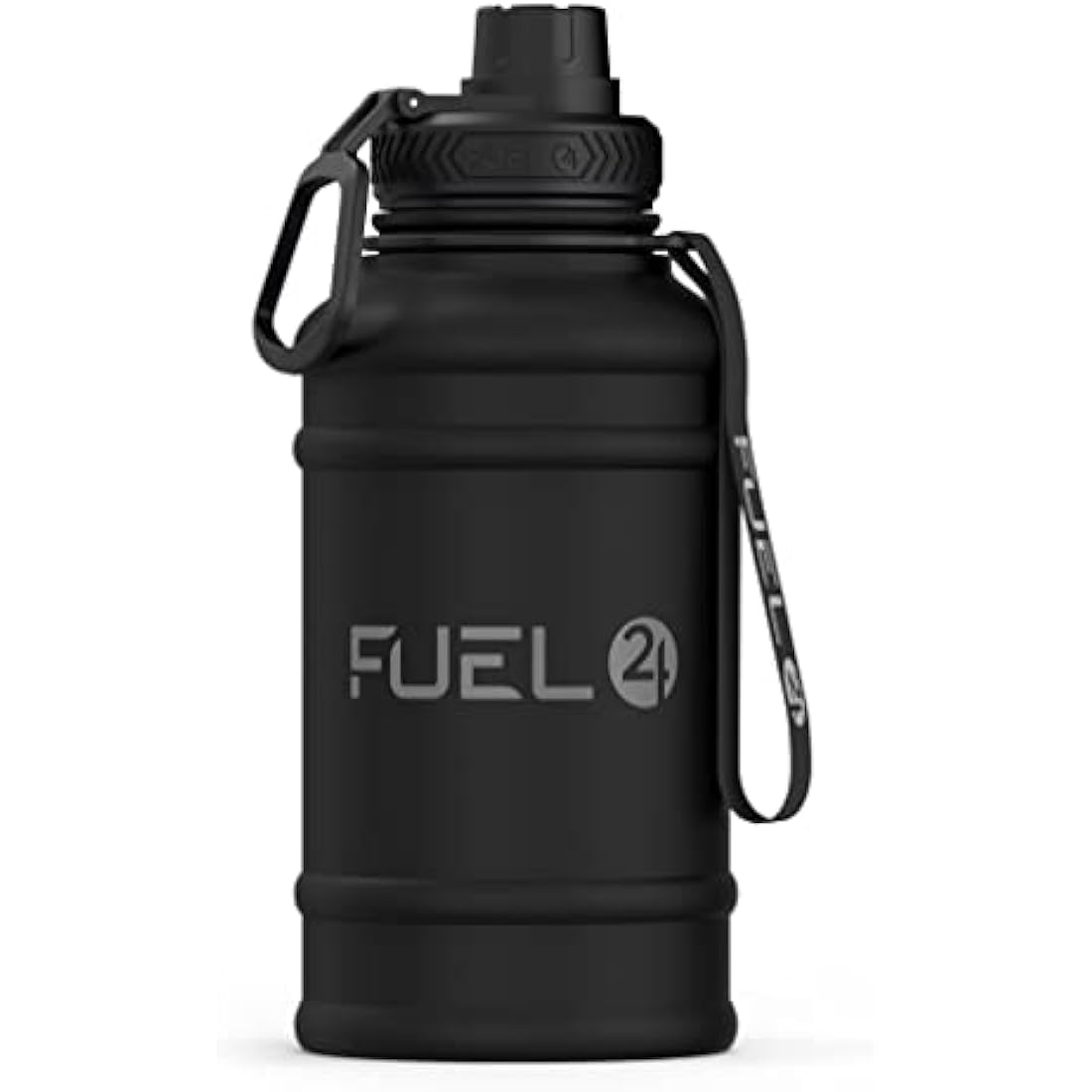 Fuel24 1.3L/2.2L Black Water Bottle Metal - STRONG, Drop & Leakproof BPA free 2L 1L Stainless Steel Water Bottle (1 Litre) - Large Gym Bottles for Men, Sports Water Bottle, Travel, Hiking Water Bottle