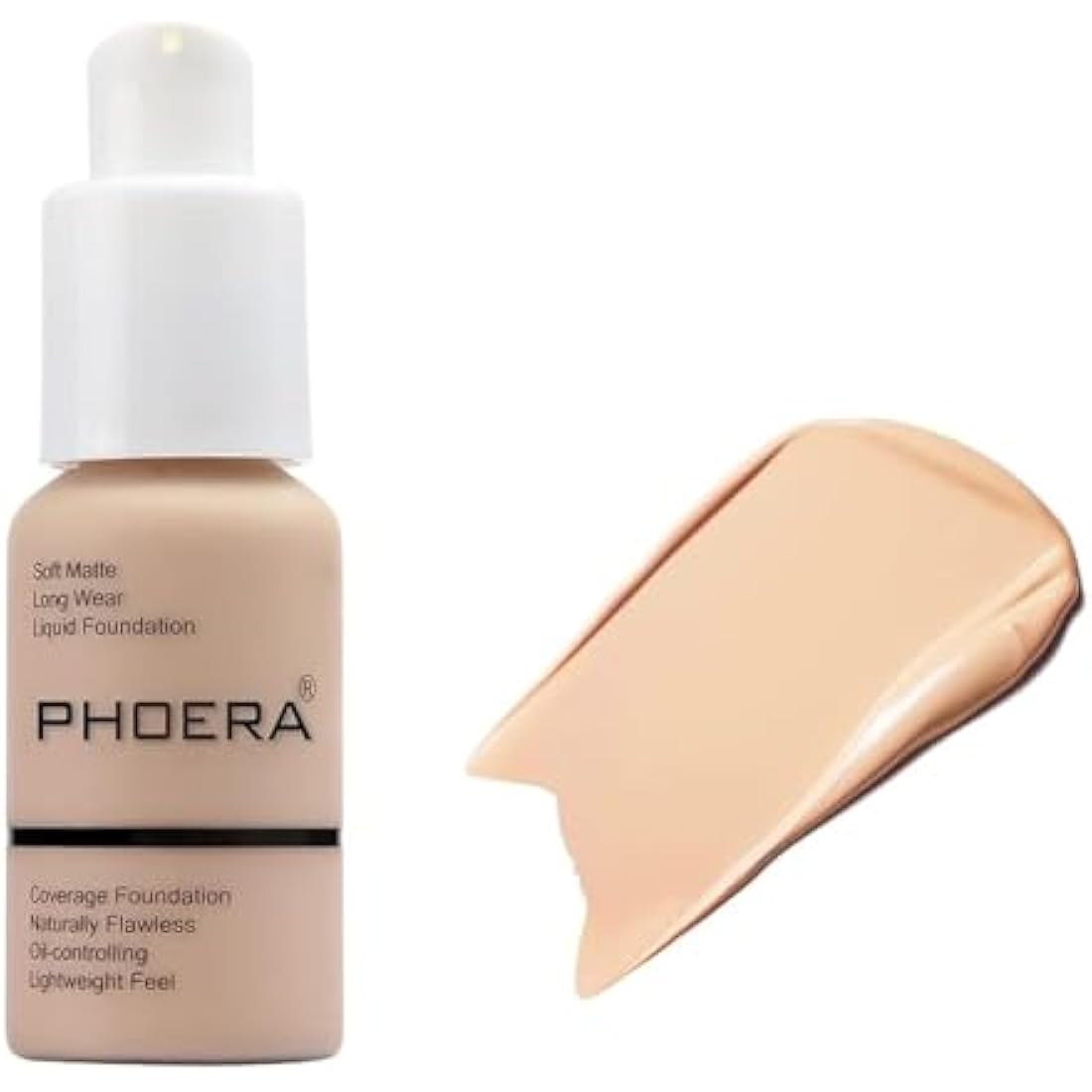 ABRUS® - Phoera Foundation Makeup, Full Coverage, Soft Matte Oil Control Concealer, Liquid Foundation, Long Lasting 24HR Waterproof and Blendable 30ml (102 Nude)