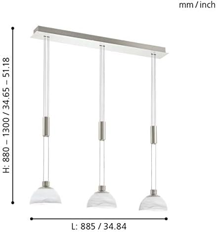 Eglo Pendant Lamp, Stainless Steel, 6 W, Satin Nickel, 93468