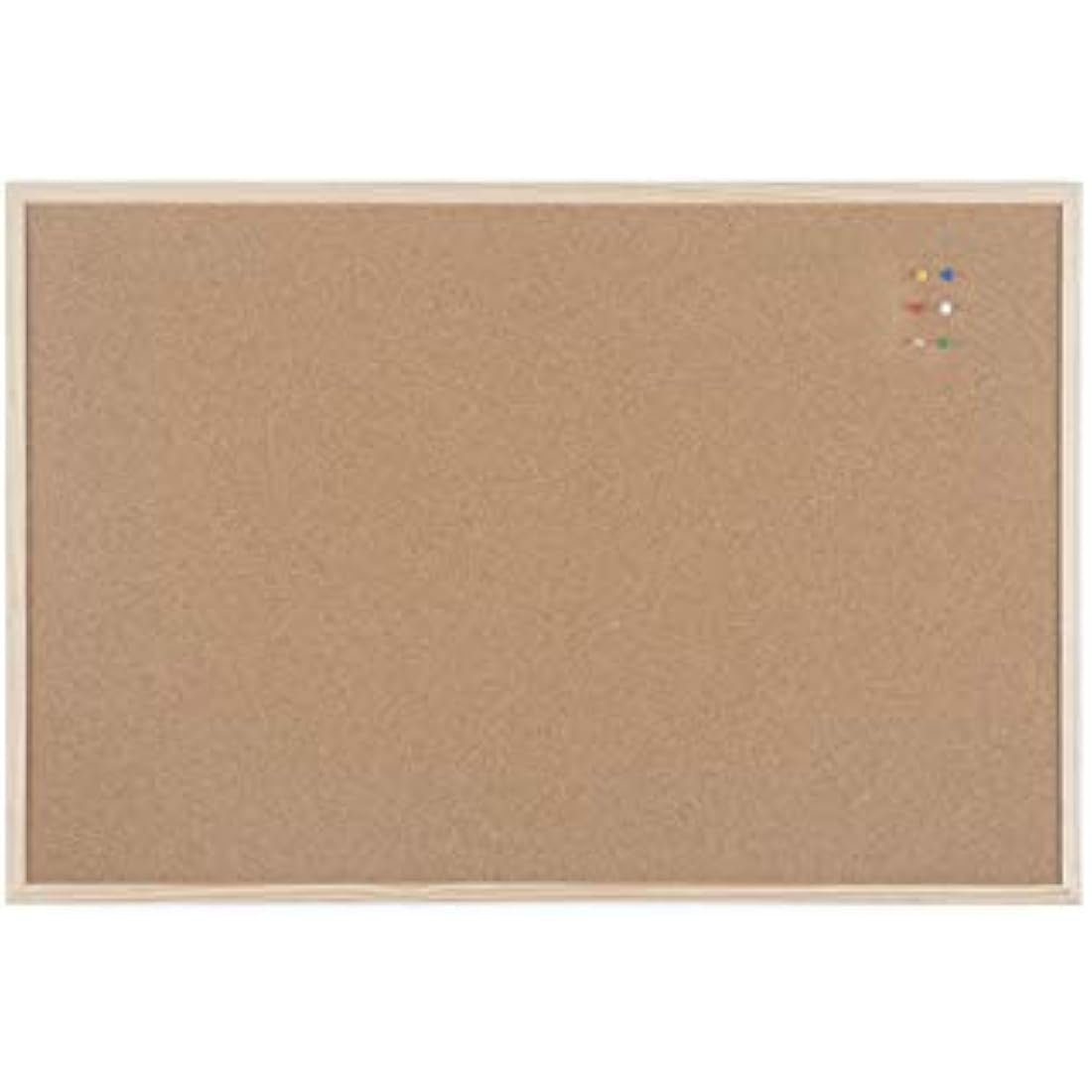 Bi-Office Basic Cork Board, Pine Wood Frame, 90 x 60 cm, brown