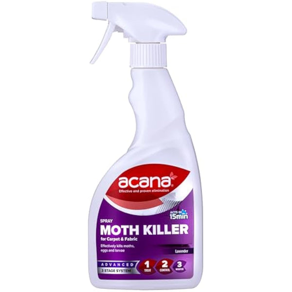Acana Carpet & Fabric Freshener 500 Millilitre - Moth Killer Spray - Lavender Fragrance - for Carpets, Rugs & Curtains - Non-Staining (Packaging May Vary)