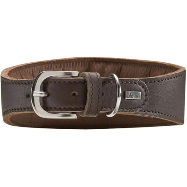HUNTER Super Soft Leather Padded Greyhound Collar 47 (S-M) Dark Brown
