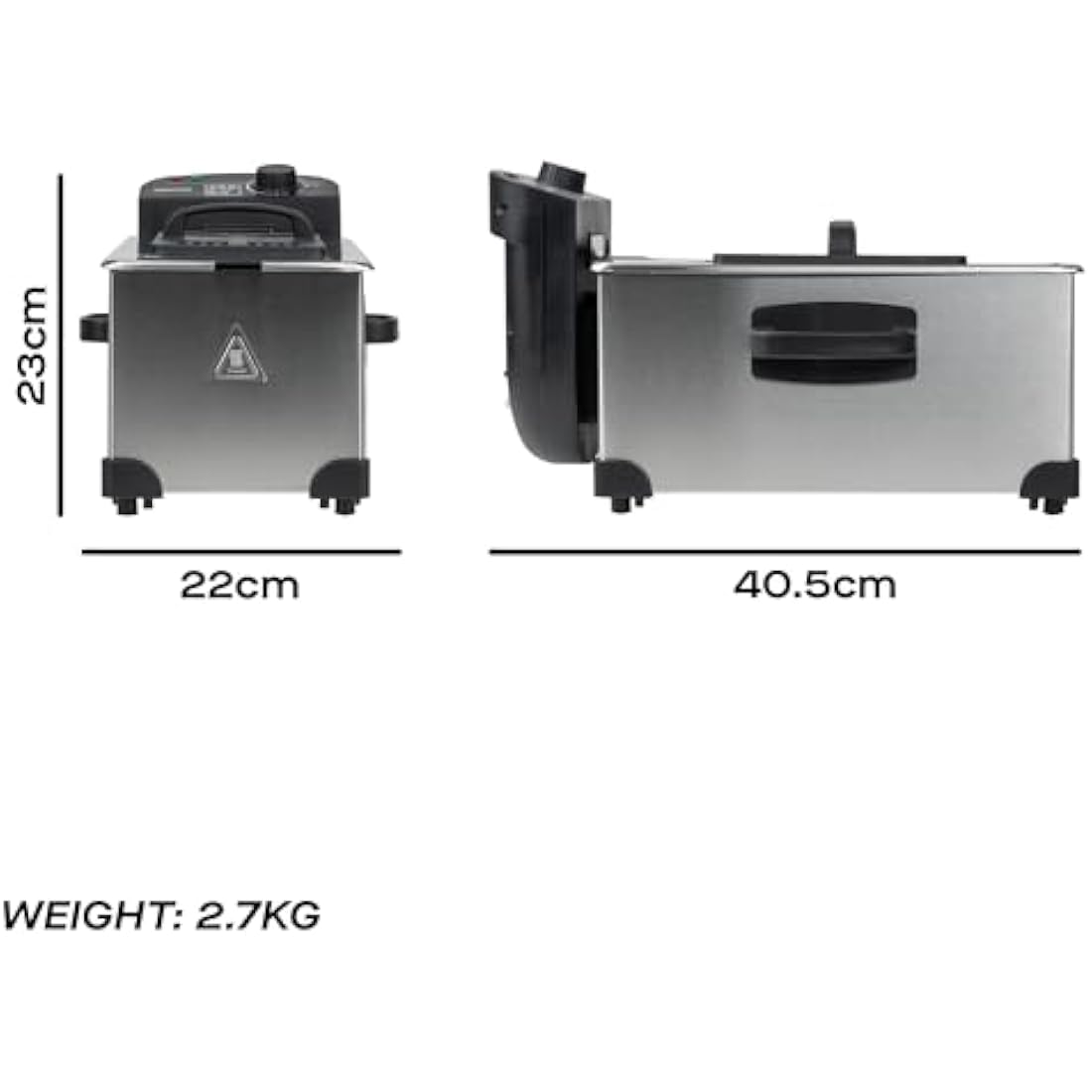 Daewoo SDA1550 2000W Deep Fat Fryer with Window Lid and 3L Oil Capacity, Adjustable Temperature Control and High Power Function, Steel Outer Body and Enamel Coating, Silver