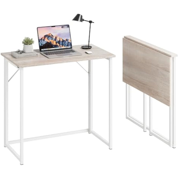 Dripex Folding Desk Foldable Small Computer Desk Writing Table for Small Place Easy Assembly, Oak