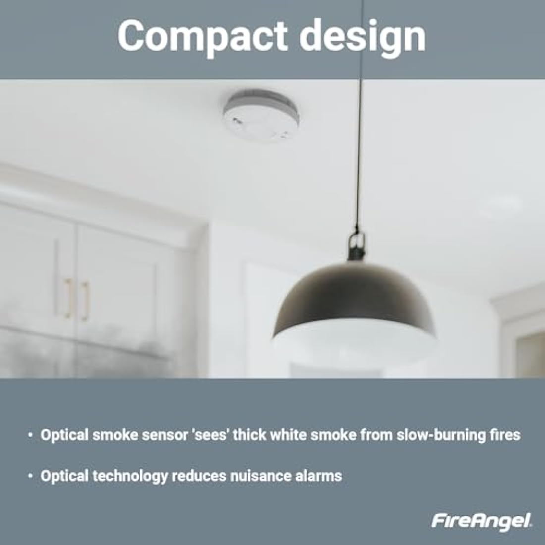 FireAngel Mains Smoke Alarm - SW1-R Mains Powered Optical Smoke Detector with Backup Battery - Wired, Interlinked Smoke Alarms for Home with Test Button and LED Indicators - White