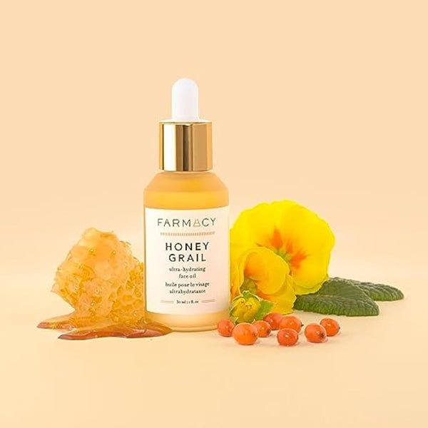 Farmacy Honey Grail Hydrating Face Oil Moisturizer for Dry Skin, Fine Lines & Wrinkles with Rosehip and Sea Buckthorn Oil