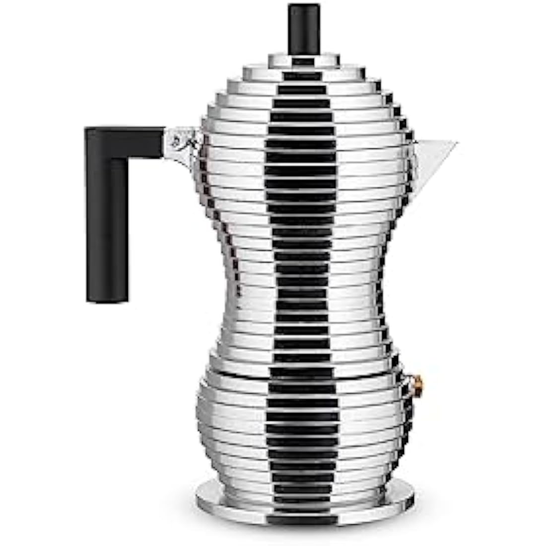Alessi MDL02/3 B Pulcina Espresso coffee maker in cast aluminium. Handle and knob in PA, black, 3 Cups