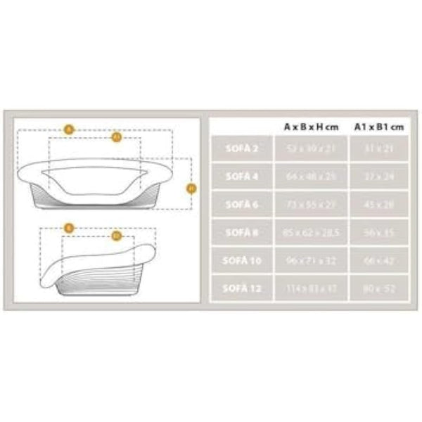 Ferplast Plastic Dog and Cat Bed with Padded Dog and Cat Cushion SOFA' Dog Bed with Padded Cushion, Washable, 64 x 48 x 25 cm