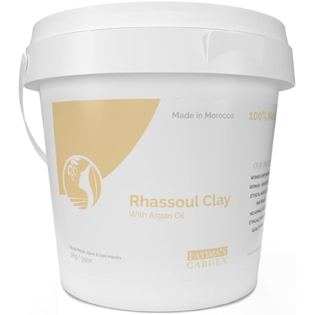 Fatima's Garden Rhassoul Clay with Argan & Eucalyptus - Detox & Soften, 1Kg