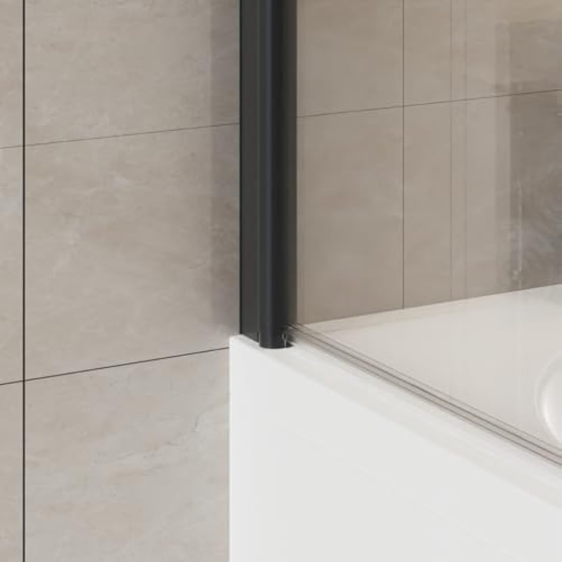 Aquariss 800x1400 Bath Screen Pivot Bath Shower Easy Clean Glass Screen Reversible Door Panel Black with Towel Rail