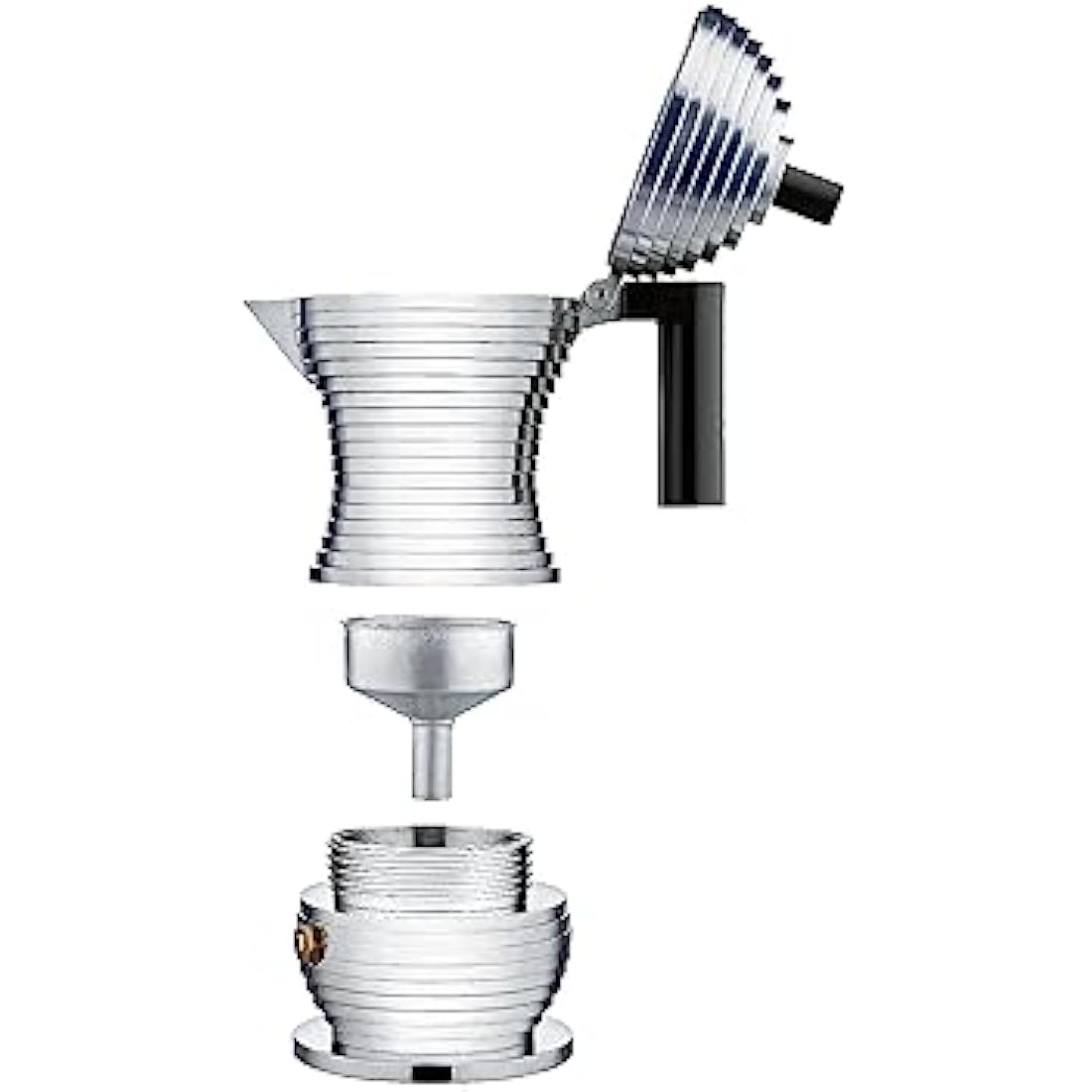 Alessi MDL02/6 B Cast Aluminium Espresso Coffee Maker with a Polyamide Handle & Knob, Aluminium, black, 6 Cups