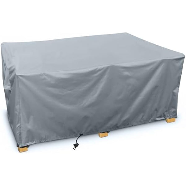 Kingsbridge Rectangular Garden Furniture Table Cover 600D Heavy Duty Fabric, Double Stitching, Waterproof, Anti UV, Breathable, Rip Proof, Grey Outdoor Patio Furniture Protector 170 x 100 x 75cm