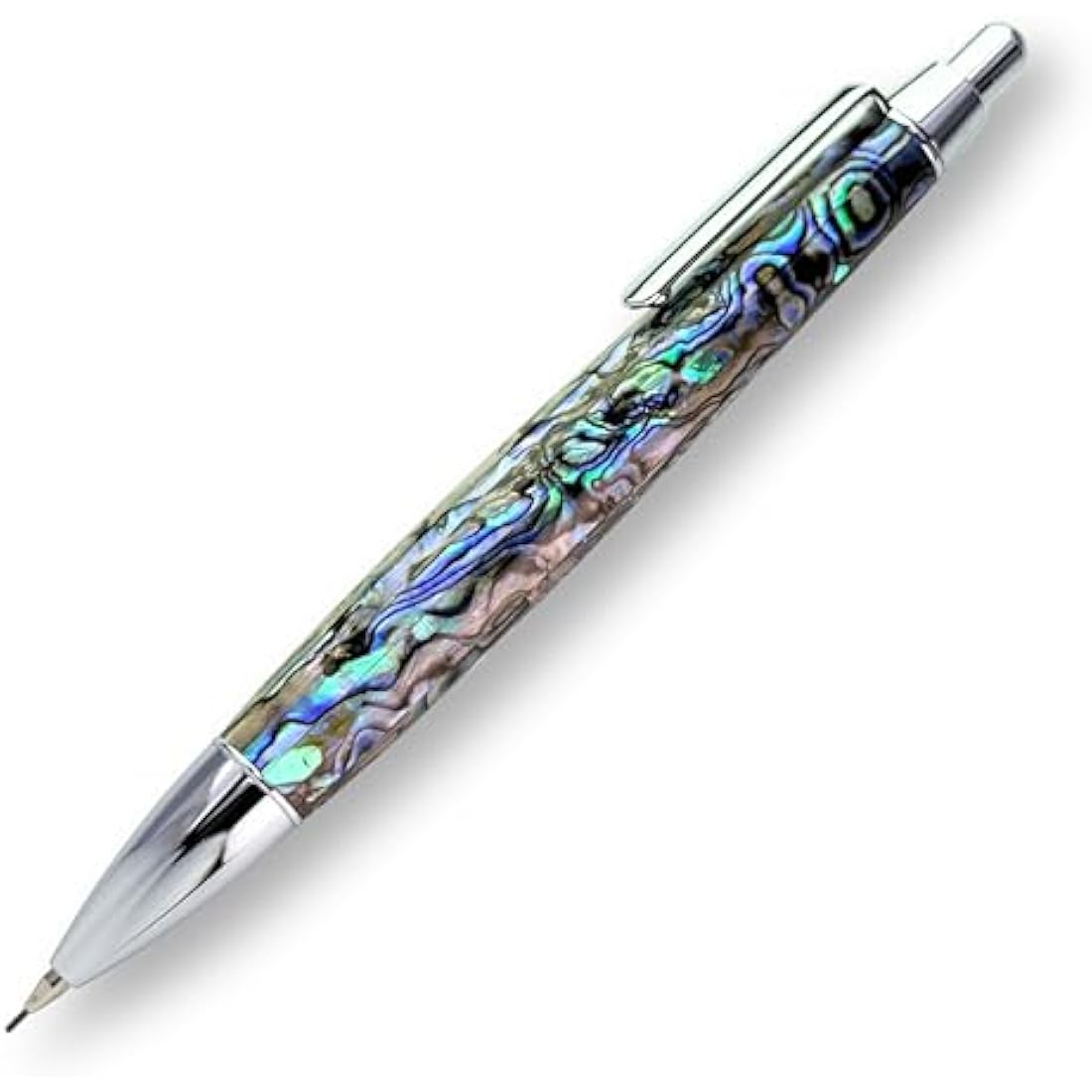 LACHIEVA LUX Abalone Shell Mechanical Pencil 0.7mm, Luxury Metal Pencil for Drawing and Sketching, Includes 12 Lead Refills