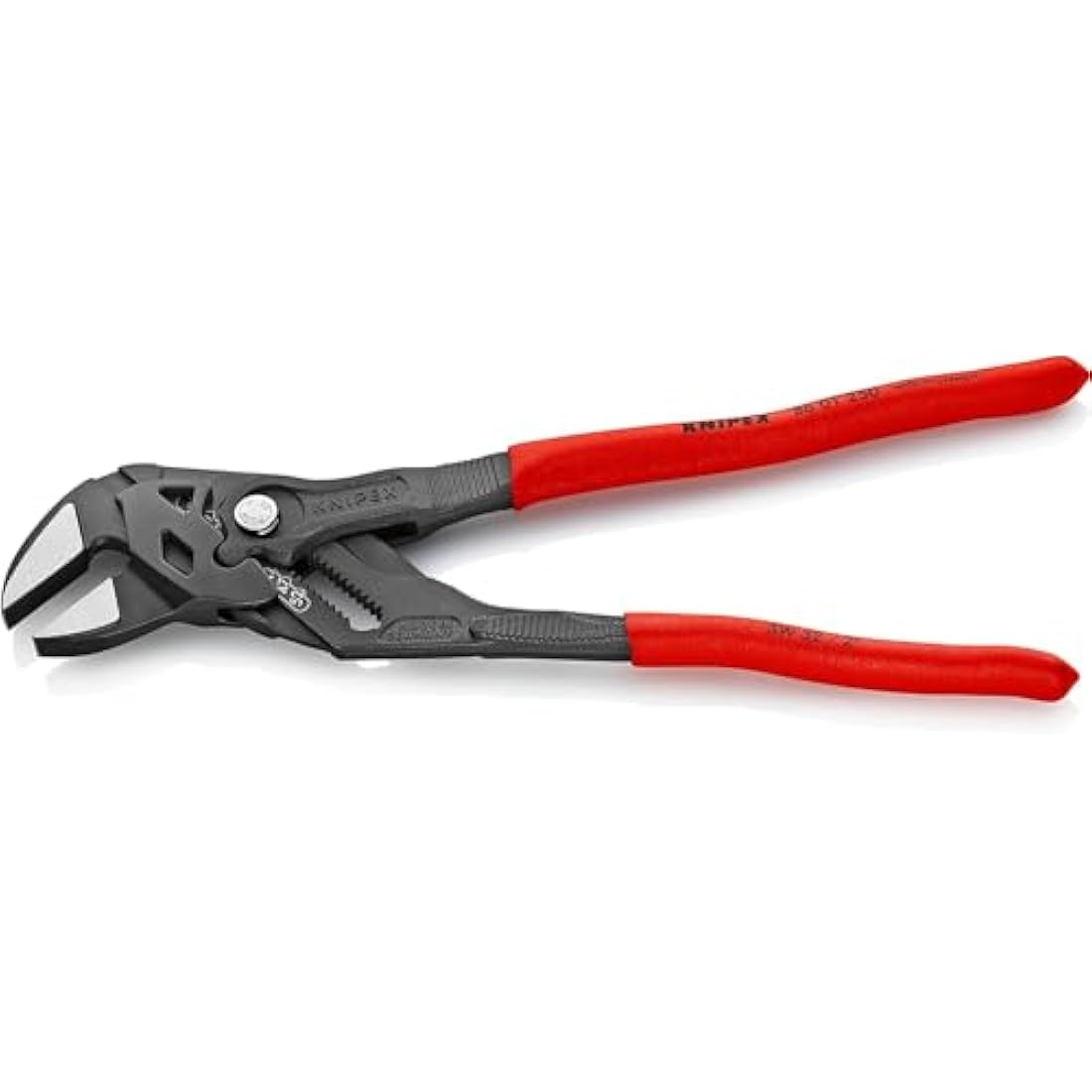 Knipex Pliers Wrench pliers and a wrench in a single tool grey atramentized, with non-slip plastic coating 250 mm 86 01 250
