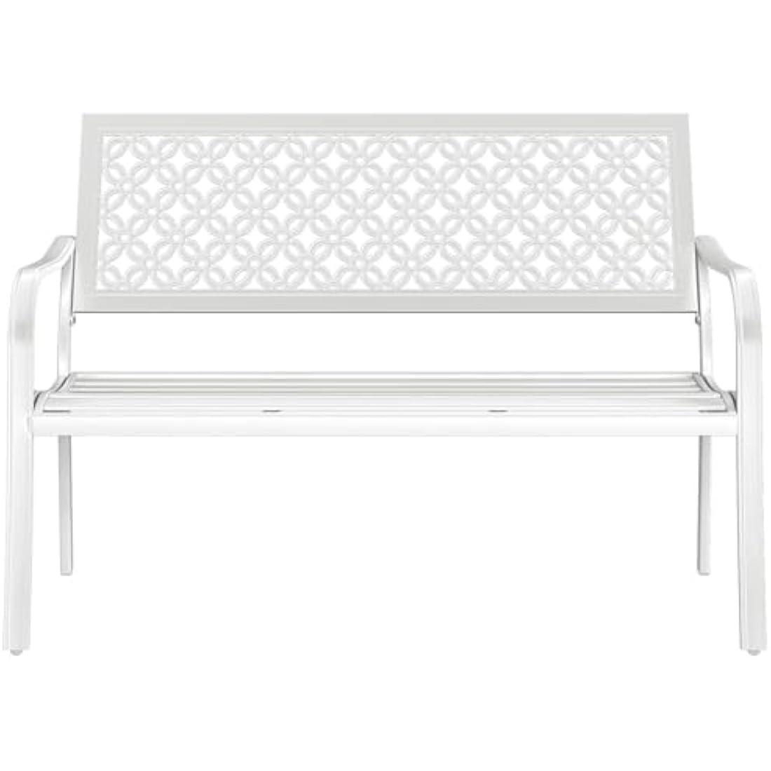 Grand patio Garden Bench, Outdoor Bench with 2-3 Seater, Rust Resistant, Stamped Pattern, Choice of Colours, Suitable for Indoor, Outdoor, Patio, Park (Modern, White)