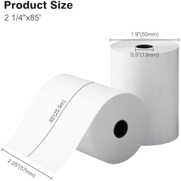 50 Rolls, 2 1/4”x 85’ Golden Wind Thermal Paper Till Receipt Roll for PDQ Credit Card Machine, POS, EPOS, 55gsm Premium Quality