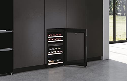 Haier Wine Bank 50 Series 5 Freestanding Wine Cooler, 49 Bottles, Single Zone Temperature, Anti-UV Glass Door, Low Vibration Design, LED Light, hOn App, F Class, Black, 49.7x58.5x82 cm - HWS49GA