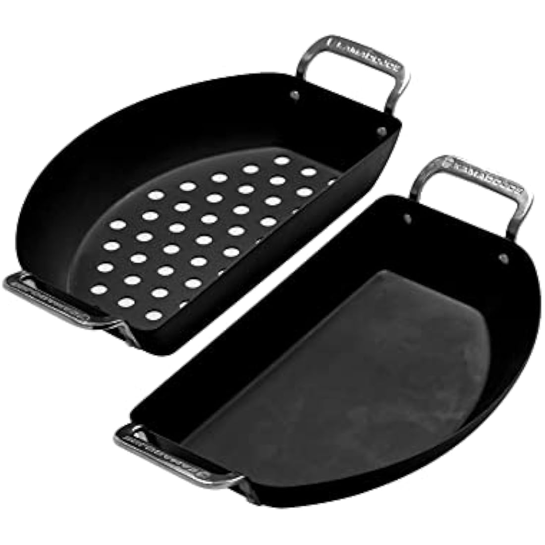 Kamado Joe KJ15124822 Karbon Steel Set Half-Moon Pan, Black