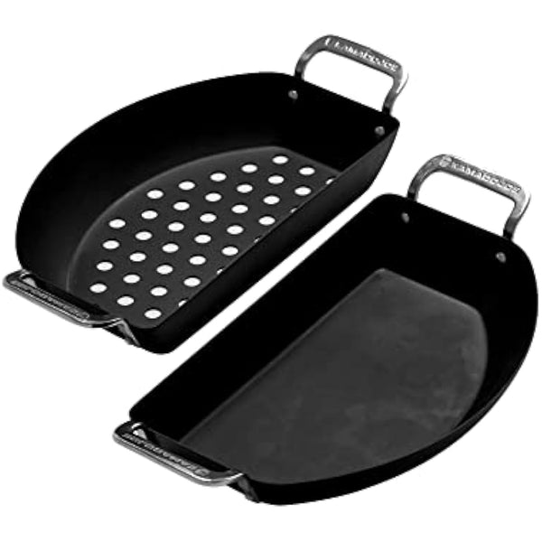Kamado Joe KJ15124822 Karbon Steel Set Half-Moon Pan, Black
