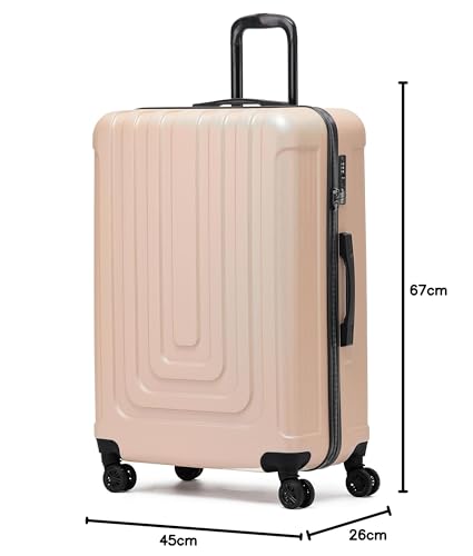 Flight Knight Premium Lightweight Suitcase - Built-in TSA Lock - 8 Spinner Wheels - ABS Hard Shell Check in Highly Durable Luggage - Medium - 67x45x26cm