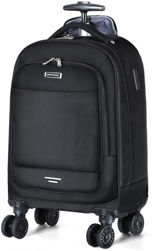 Ponhog Wheeled Backpack - 15.6 Inch Laptop Travel Backpack with 4 Spinner Wheels, Flight Approved Trolley Rucksack for Women & Men, Cabin Approved Carry On Luggage,Black