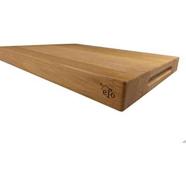 EFO Wooden Chopping Board 40x30x4 cm | Cutting Board with Rounded Edges Made of Beechwood | Kitchen Block for Serving, Slicing and Dicing | Bread Board with Practical Handles | Natural Finish