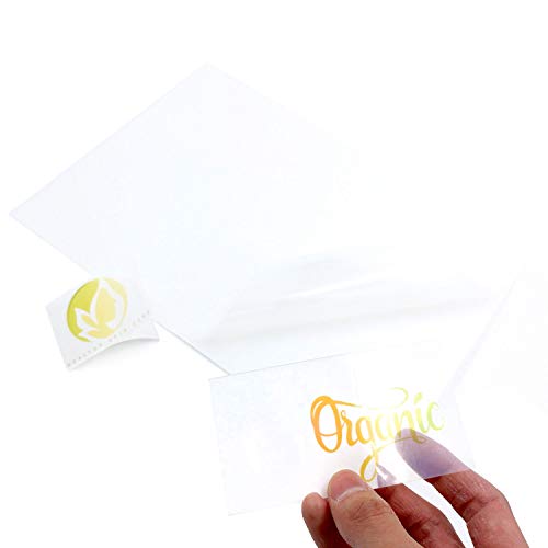 Evergreen Goods 50 Sheets A4 Waterproof Translucent Glossy Vinyl | Inkjet and Laser Printable | Semi-Transparent Low Opacity Self Adhesive PVC Sticker | Suitable for Cricut & Silhouette